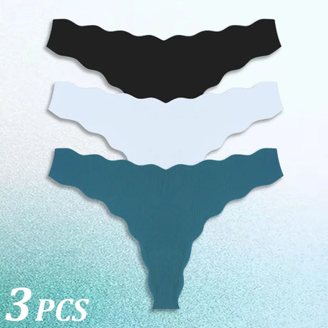 3PCS Women Seamless Panties Wavy Design Ultra-thin Panties Women Ice Silk Underwear Sexy Panty Low Waist G-string Female Solid
