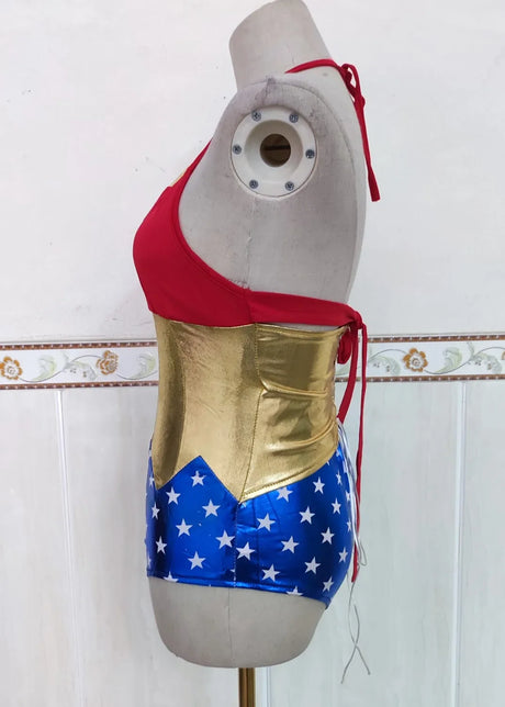 Halloween Masquerade Party Wonder Super Girl Cosplay Costume Purim Power Women Fantasia Dress Cheerleading Jumpsuit