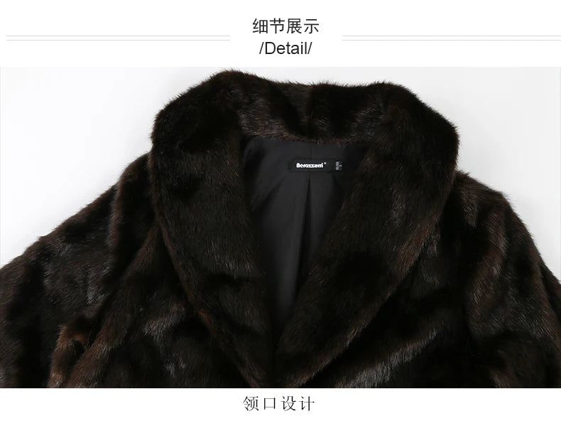 Nerazzurri Autumn Winter Extra Long Thick Warm Brown Fluffy Faux Mink Fur Coat Women Luxury Elegant Chic Furry Overcoat 2024