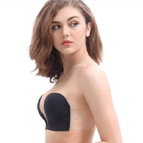 ALLTOOALL Invisible Push Up Bra Strapless Bras Dress Wedding Party Sticky Self-adhesive Deep U Bra Underwear Silicone Brassiere
