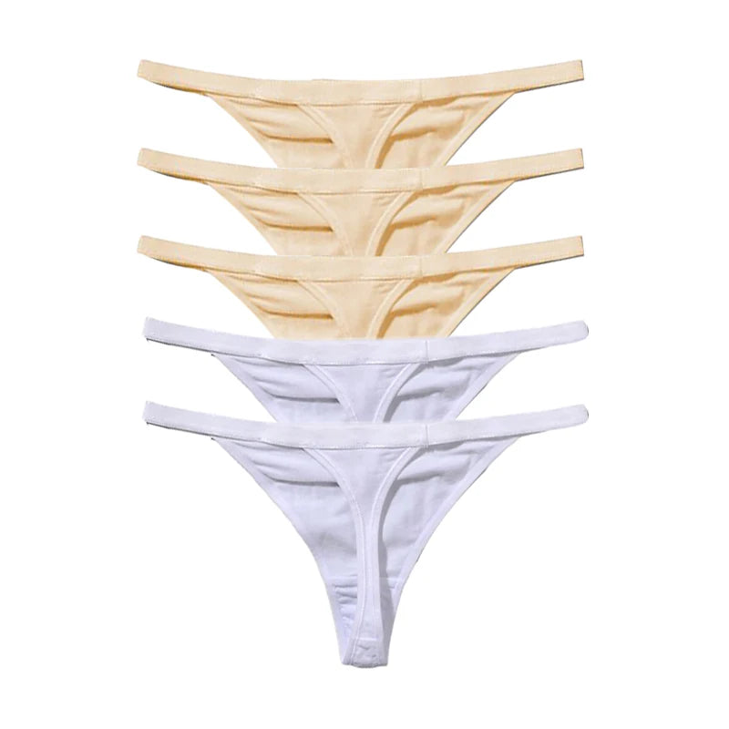 5Pcs Sexy Cotton Thongs Low Waist Seamless Female Comfortable Lingere Underpants Breathable Underwear Women G String