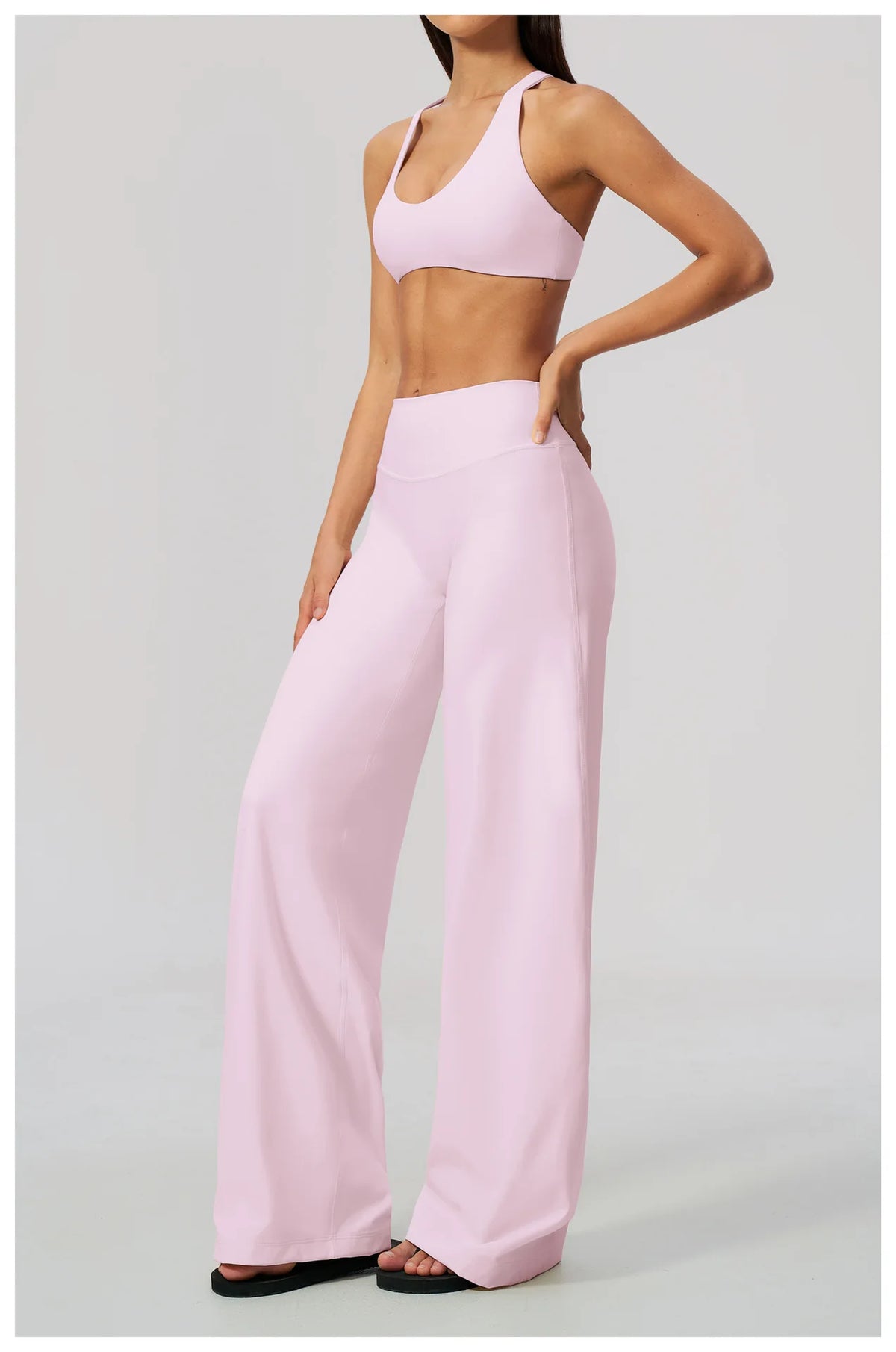 Women's 2/3Pcs Yoga Set Zip Jacket Sports Bra Cross Back Wide Leg Flare Pants Push Up Gym Set Workout Running Fitness Activewear