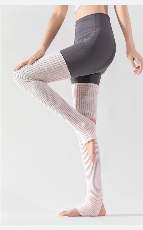 Women's Yoga Thigh-high Leg Warmers with Leg Protection, Long Tube Leg Coverings, Foot-stretching Knee-length Socks