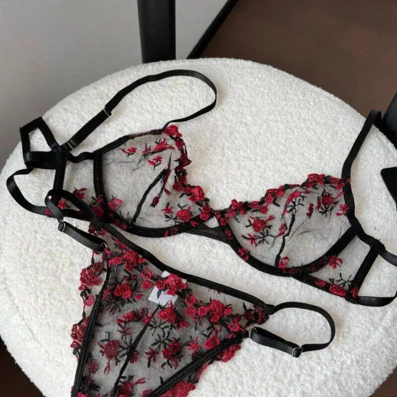 Sexy Sheer Lace Flower Embroidery Underwire Bra for Women, Large Breast Minimizer Anti‑Sagging Comfort Everyday Wear YEMOMO S‑XL
