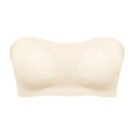 Women's Sexy Strapless Push Up Bra Removable Padded Seamless Ice Silk Top Women Invisible Beauty Back Anti-slip Off-shoulder Bra