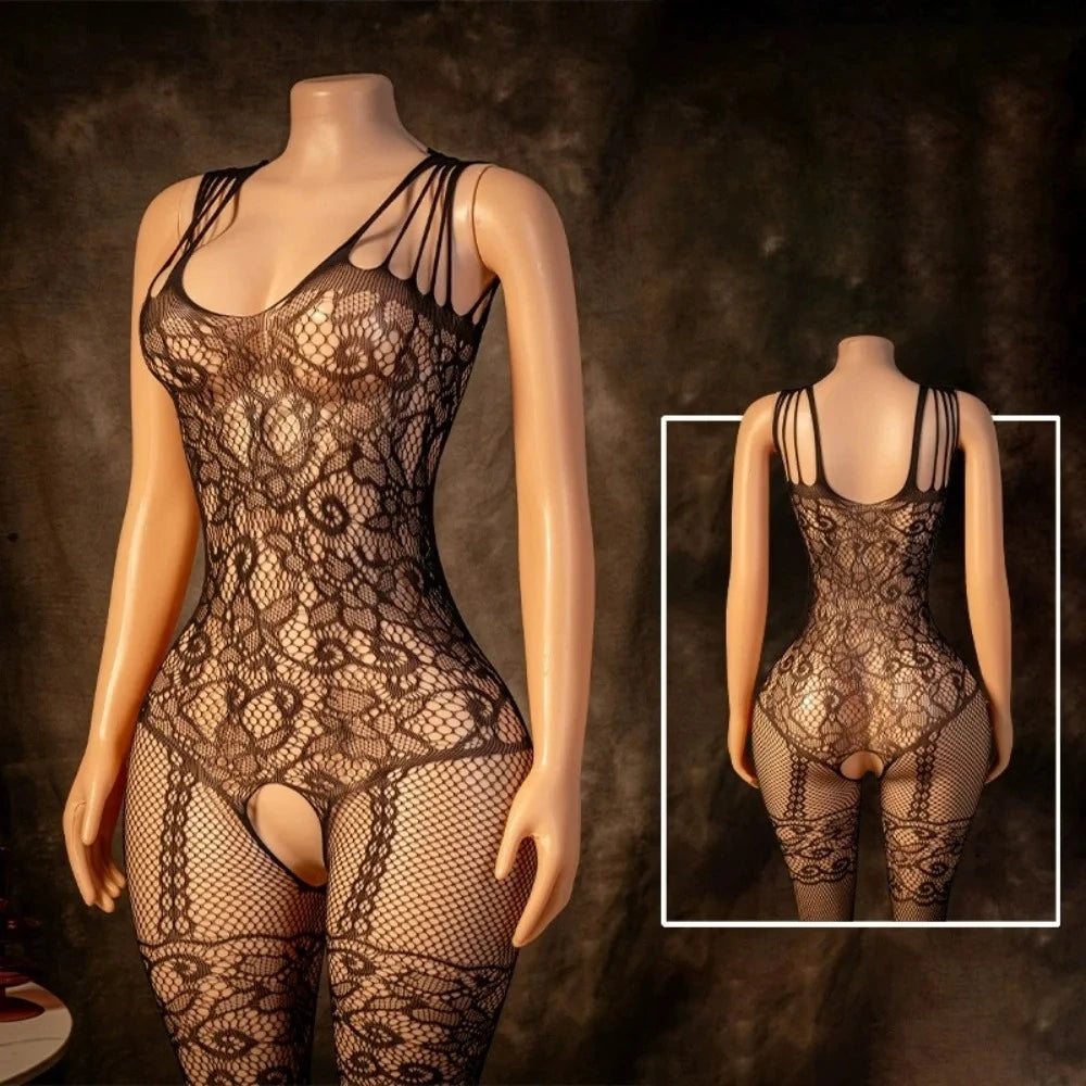 Sexy Tearable Net Bodysuit, Interactive Wearable Clothing, Full Coverage Body Suit, Erotic Lingerie, Transparent Mesh Jumpsuit