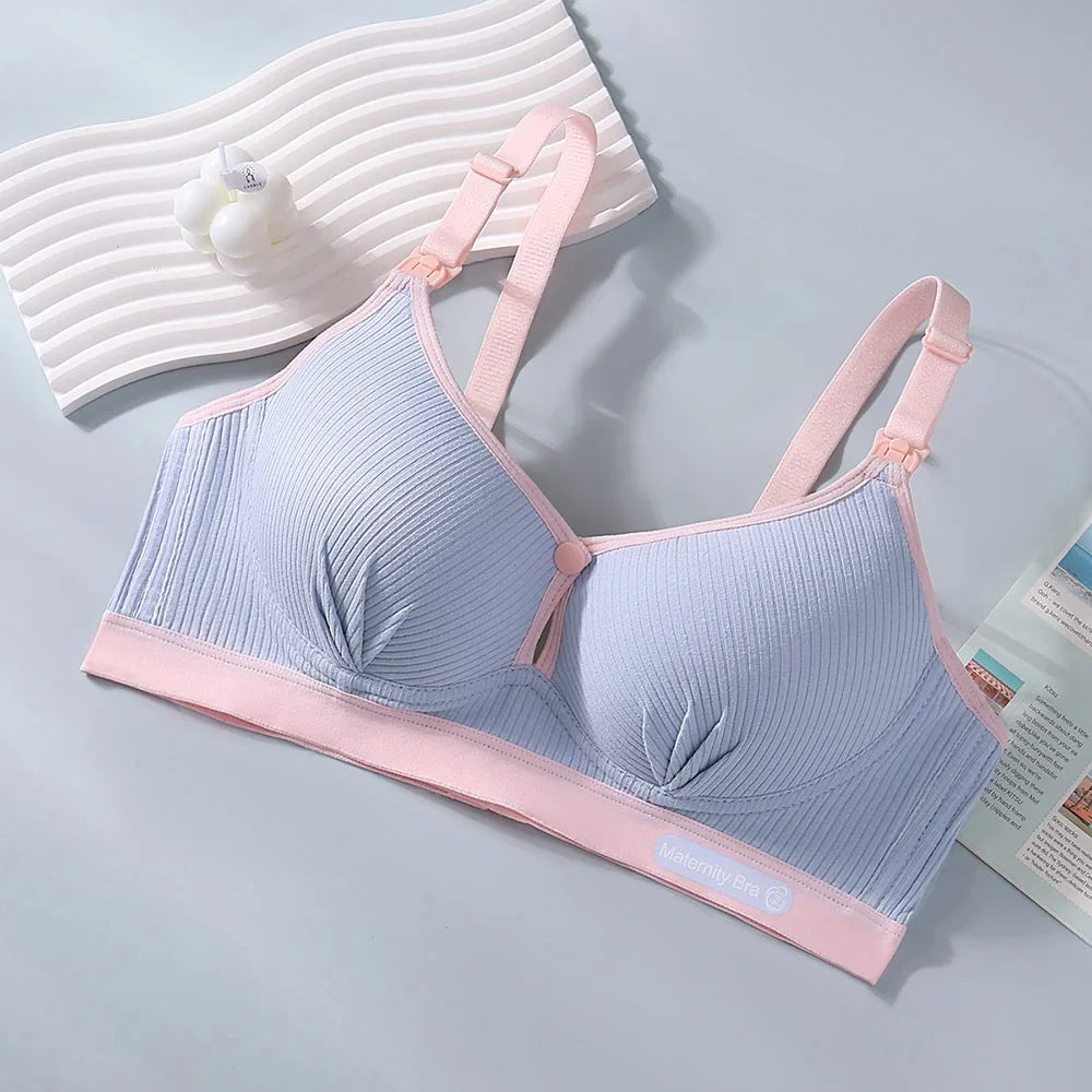 Double Buckle Nursing Bra Anti-sagging Breathable Pregnancy Bralette Pure Cotton Comfortable Nursing Bralette for Breastfeeding