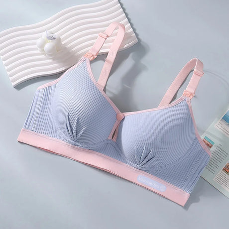 Double Buckle Nursing Bra Anti-sagging Breathable Pregnancy Bralette Pure Cotton Comfortable Nursing Bralette for Breastfeeding