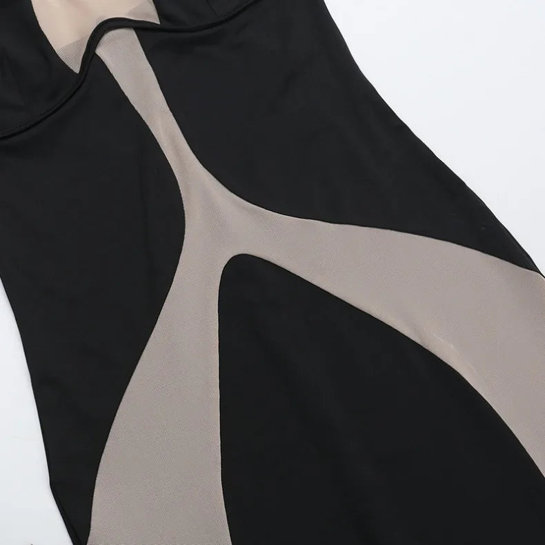 Hanging Neck Suspender Slim Fit Nightclub Sexy Women's Long Dress Elegant Fashionable Perspective Temperament Dinner Dress