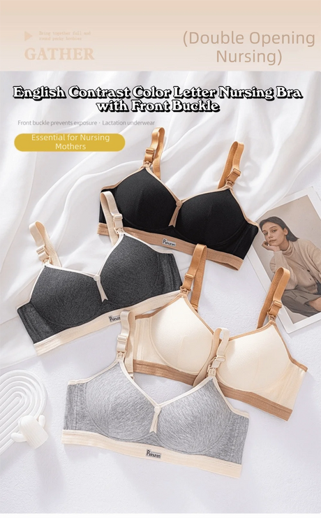Pure Cotton Double Button Breastfeeding Bra Comfortable Breathable With Thin Gathered Maternity Bra Anti Sagging No Underwire