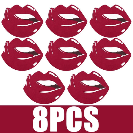 8pcs KISS Red Lip Print Shape Women Self-Adhesive Disposable Satin Nipple Cover Breast Pasties Stickers for Strapless Clothes