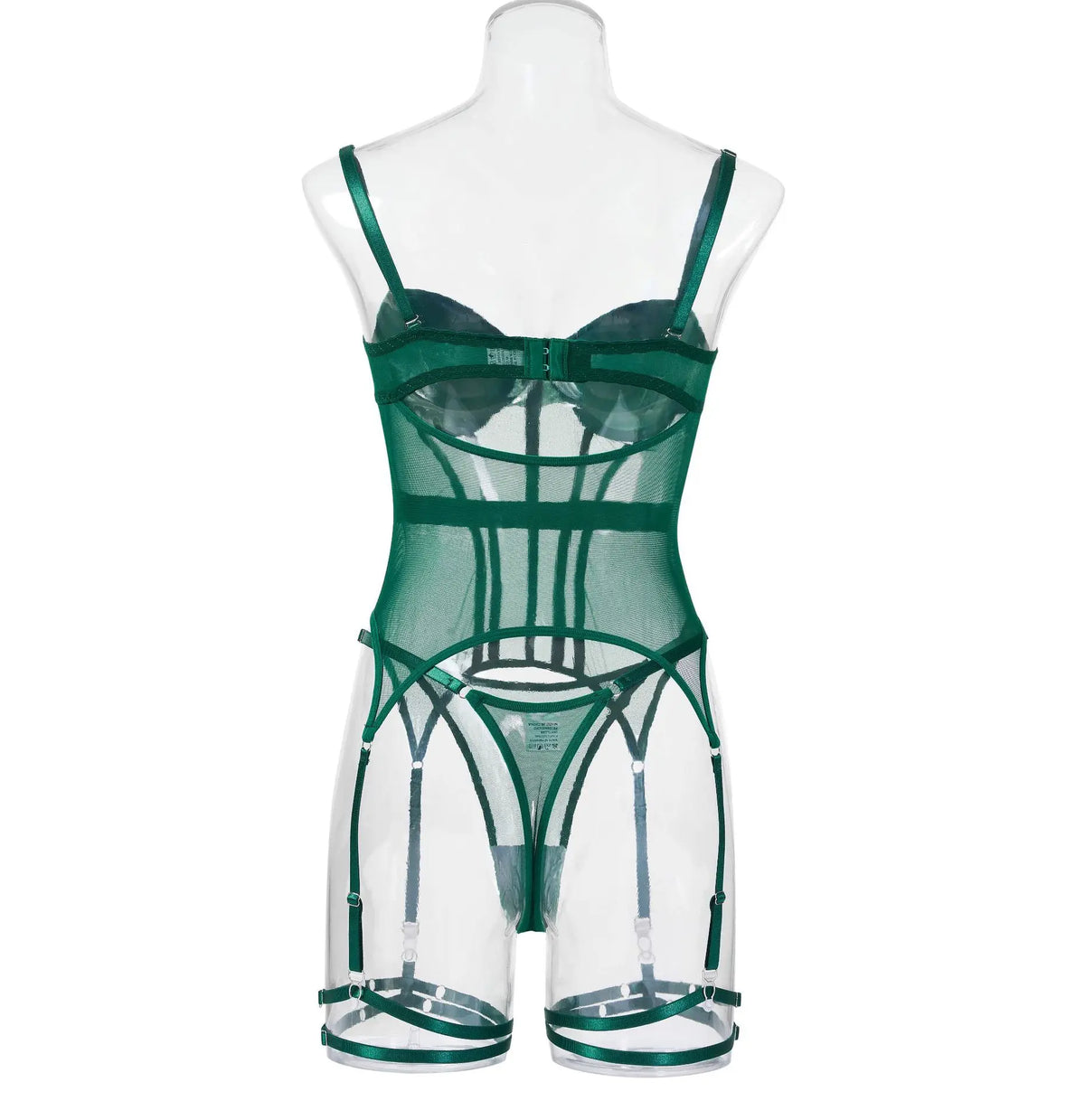 MUZISKAT Mesh Lingerie Luxury Brand Bodysuit Backless Tops for Women 3 Piece Lingerie Set with Garter Sexydresses for Women
