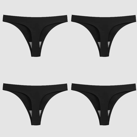 WarmSteps 4PCS/Set Sexy Women Panties Silk Satin Female Thongs Lingerie Soft Cozy Underwear Hot G-Strings Seamless Sports T-Back
