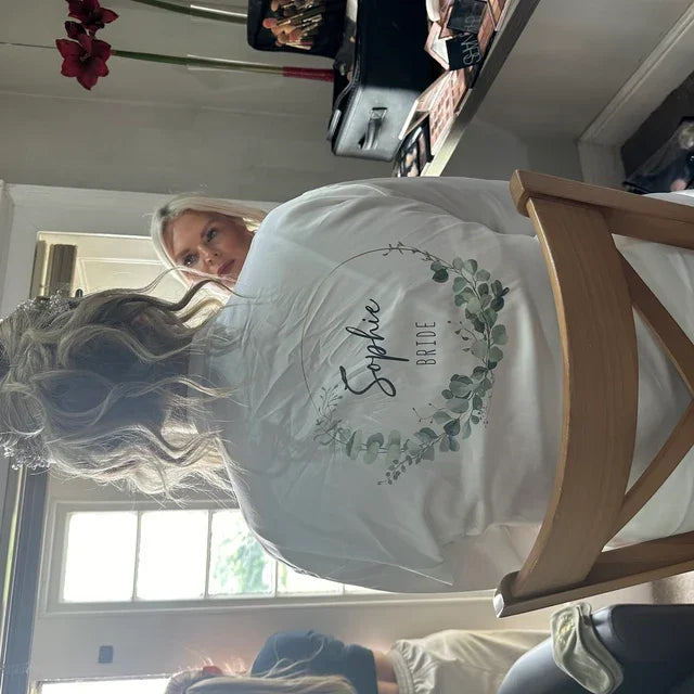 Personalised Sega Floral Wreath Robes Custom Bridal Robe Satin Wedding Bridesmaid Kimono Dressing Gown Bride to be Robe