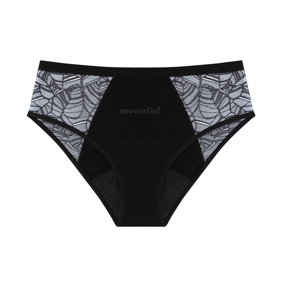 Moonful Women's Menstrual Panties High Waist Leak Proof 4 Layer Breathable Lace Period Underwear Girls Absorbent Brief
