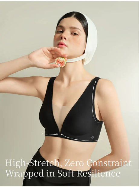 SUJIIN Sexy Seamless Plunge Push Up Bras for Women French Wireless Deep V Mesh Bra Woman 2026 New Support Lift Bralettes XM048