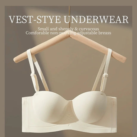 Half Cup of Scarless Suspender Bra Without Steel Rings Gathering Strapless Breasts for Women Adjustable Sexy Scarless Underwear