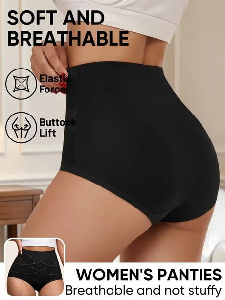 High Waist Seamless Women Brief Underwear 8 Pack Plus Size Gentle Tummy Control Waist Hip Shaping Close Fitting Shorts