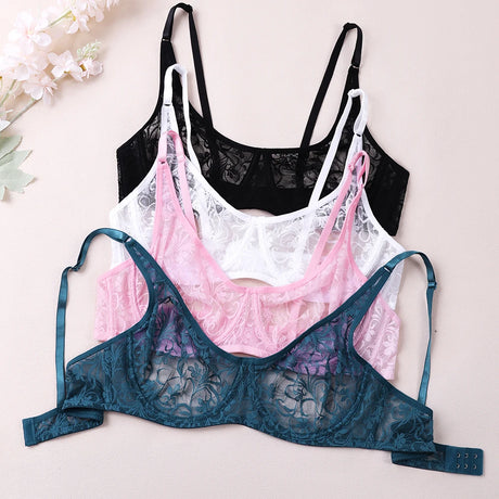 Plus Size Sexy Lace Bras For Women Underwired BH Hollow Out Bra Bralette Womens Underwear Delicate Embroidery Lingerie Brassiere