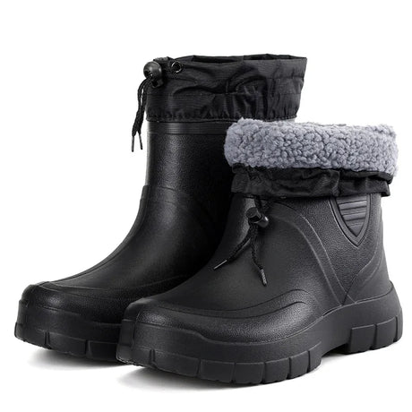 2024 Versatile Men's Rain Boots Waterproof outdoor lightweight shoe Velvet fashion short boot Casual comfort male water shoes