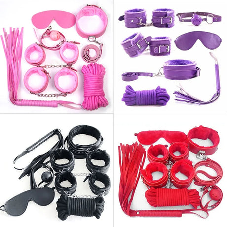 Exotic accessories BDSM 7-piece set of sex games Novelty bundled toys Handcuffs Eyessex Toys for Couples Lovers flirting toys