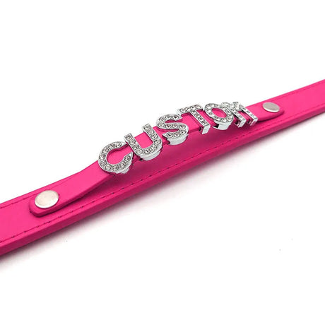 Sexy Hot Rosy Leather Customized Name Letters Collar Choker Necklace DIY Personalized Cosplay Buckle Belt Chocker Jewelry Gift