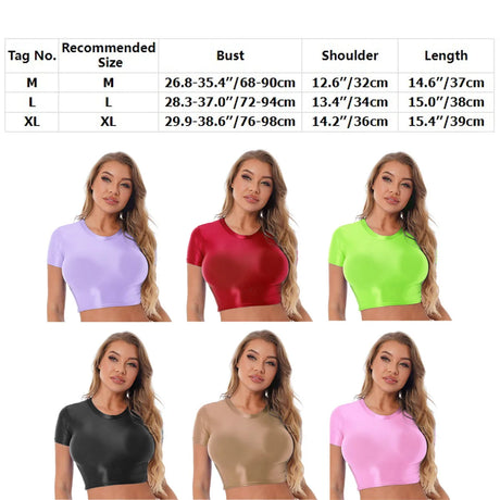 Womens Glossy Two-piece Outfit Oil Shiny Smooth High Waist Mini Skirt with Tank Top Nightclub Rave Outfit Pole Dancing Clubwear
