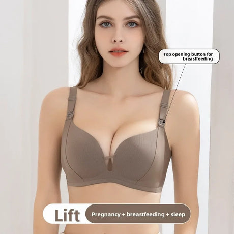 Smooth Nursing Bra Prevents Sagging Gathers Support Womans Brassiere Three-row Hooks Postpartum Use All Stages Ladies' Bra Daily
