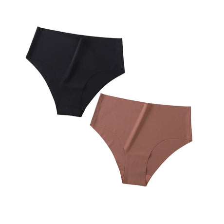 2Pcs/Set Ice Silk Panties Seamless High Waist Briefs Women Full Coverage Underwear Female Underpants No Show Sexy Lingerie XS-XL