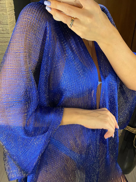 Swimsuit Cover-ups Fashion Tassel Gold Bikini Beach Cover Up Sexy Beach Dress Tunics for Women Summer Wear See Through