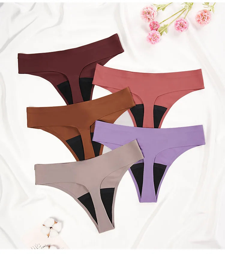 New Design Seamless Low Waist Leak Proof 4 Layer Menstrual Panties Washable Light Flow Period Panties For Women Thong