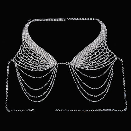 Tassel Underwear Rhinestone Bra Chain Harness for Women Accessories Sexy Fashion Crystal Bikini Bra and Thong Sets Body Jewelry