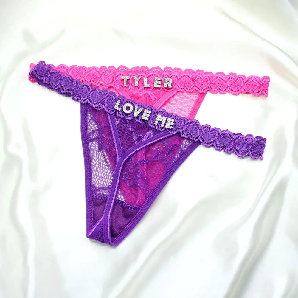 Custom Name Thong Panties Very Sexy Lace Underwear with Personalized Letters G-string Women Customized Gift for Hot Wife Lover