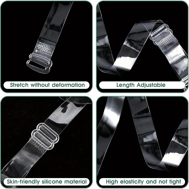 FallSweet 2/4/10/20PCS Adjustable Invisible Clear Bra Straps for Women Transparent Elastic Shoulder Belt Lingerie Accessories