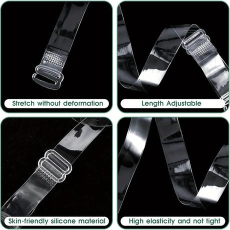 FallSweet 2/4/10/20PCS Adjustable Invisible Clear Bra Straps for Women Transparent Elastic Shoulder Belt Lingerie Accessories
