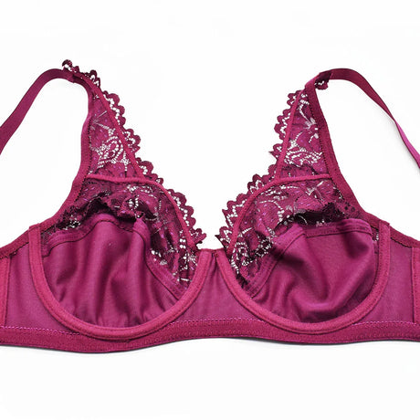 Womens Bra Sexy Lingerie Plus Size Bras Floral Lace Underwire Brassiere BH Tops Perspective Female Underwear B C D E F Cup