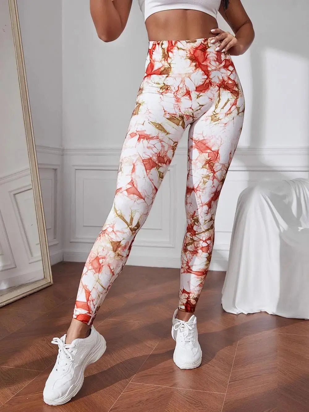Hip Liftting Seamless Fitness Yoga Leggings Tie Dye Exercise Tights For Women Tummy Control High Waist Workout Pants