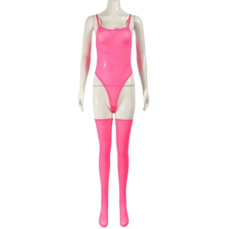 Toucheart Erotic Dress with Leg Socks Mesh See-through Patchwork Seductive Body Shaping Backless Women Intimate Hollow Dress Set