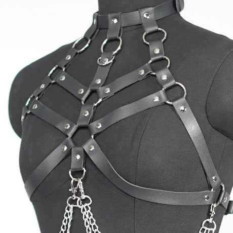 Women Sexy Harness Belt Body Chain Harness Leather Lingerie Bdsm Bondgae Lingerie Gothic Fetish Clothing Festival Rave Outfit