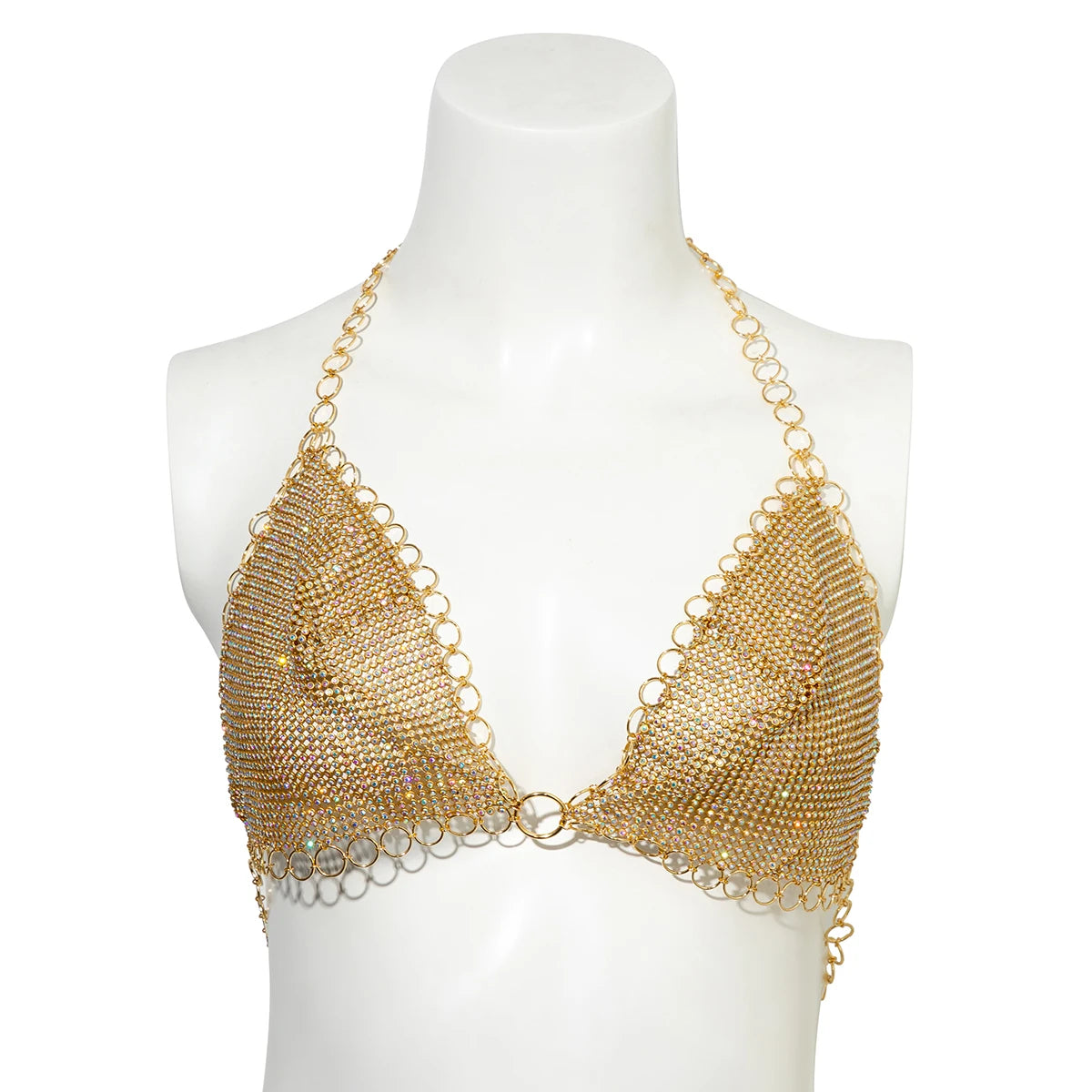 IngeSight.Z Sexy Shiny Rhinestone Mesh Underwear Bra Chest Chain for Women Luxury Crystal Summer Beach Festival Body Jewelry