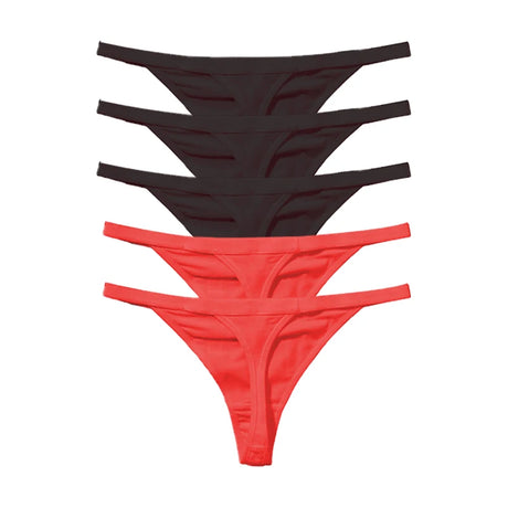 5Pcs Sexy Cotton Thongs Low Waist Seamless Female Comfortable Lingere Underpants Breathable Underwear Women G String