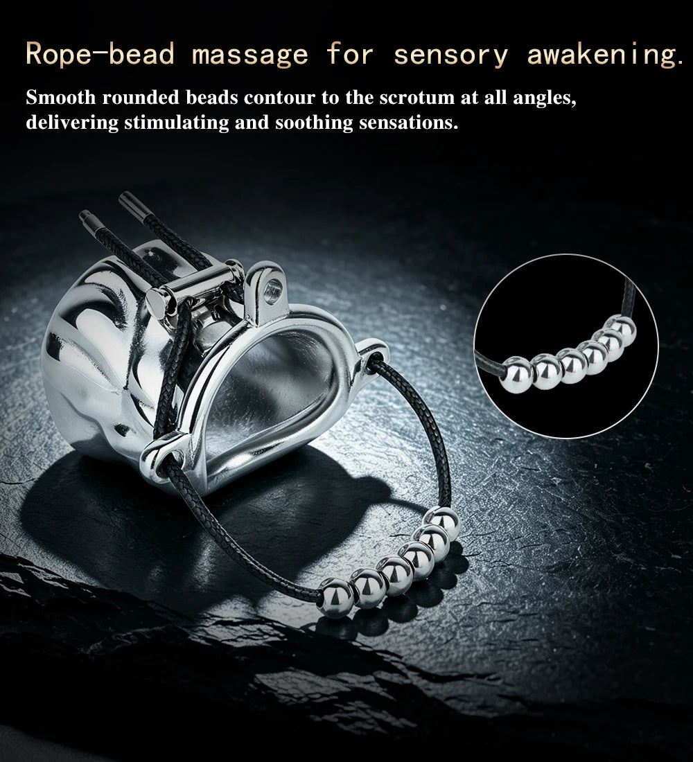 ORALSX Stainless Steel Testicle Pendant Scrotum Locking Ring Male Penis Bondage Rings BDSM Penis Exercise Gay Adult Sex Toys