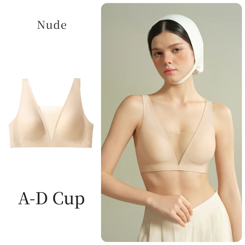 SUJIIN Sexy Seamless Plunge Push Up Bras for Women French Wireless Deep V Mesh Bra Woman 2026 New Support Lift Bralettes XM048