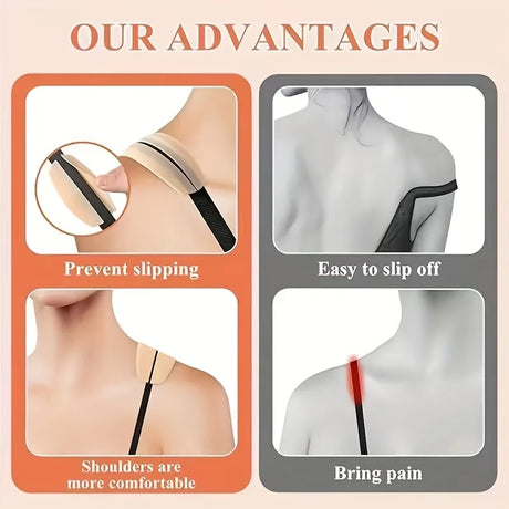 2/6pcs Silicone Shoulder Strap Pads, Anti-Slip Bra Strap Holders, Multi-Color Seamless Pressure-Relief Shoulder Pads
