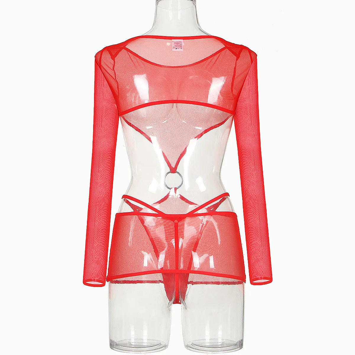 Sexy Lingerie Set Transparent Sheer Mesh Babydoll Erotic Nightwear Women Cutout Waist Lace Underwear Women's Sexy Nightie