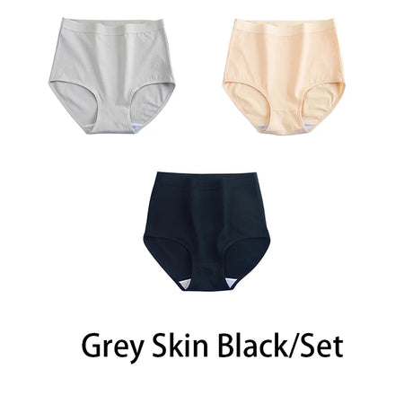 3PCS/Set M-3XL Women Plus Size Panties Cotton Underwear Lingerie 6 Solid Colors Sexy Female High Waist Seamless Briefs NKT2119