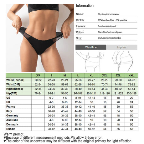 Bamboo Comfortable women's period panties 4 layer leak-proof absorbent menstrual period underwear postpartum incontinence briefs
