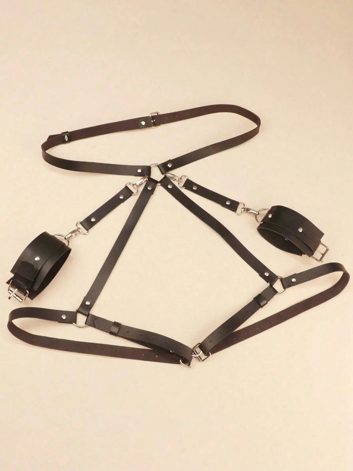 Ladies' Sexy Decorative Belt Leather Thigh Strap, Vest, Restraint Strap, with Leather Bracelet, Bdsm Fetish Clothing Accessory