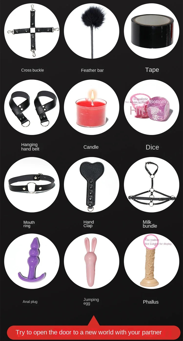 Women BDSM Sexual Couples Kit Adult Sexy Erotic Accessories Handcuffs for Men Gay Session Anal Plug Sex