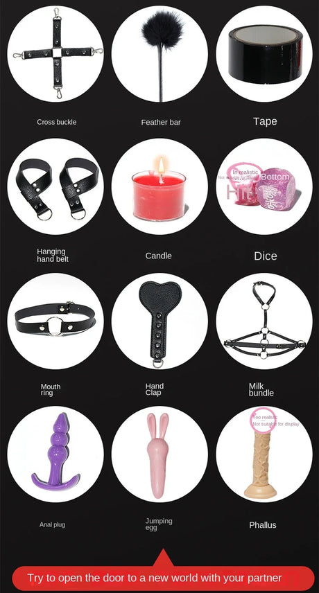 Women BDSM Sexual Couples Kit Adult Sexy Erotic Accessories Handcuffs for Men Gay Session Anal Plug Sex